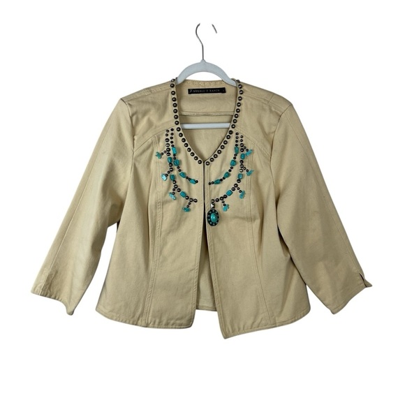 Double D Ranch Turquoise Embellished Denim Jacket - Picture 1 of 5
